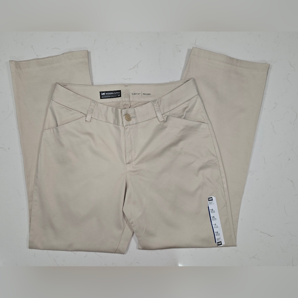 NWT LEE Modern Series Curvy Fit Trousers/ Pants‎ Khakis Size 16 Med